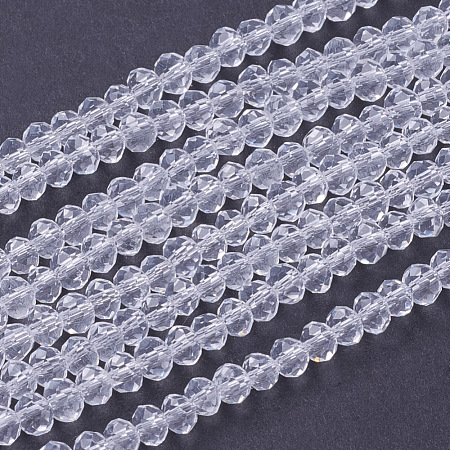 Rondelle Opaque Solid Color Faceted Glass Beads Strands X-EGLA-J047-3x2mm-34-1