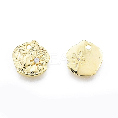 Brass Micro Pave Clear Cubic Zirconia Charms KK-C006-11G-1