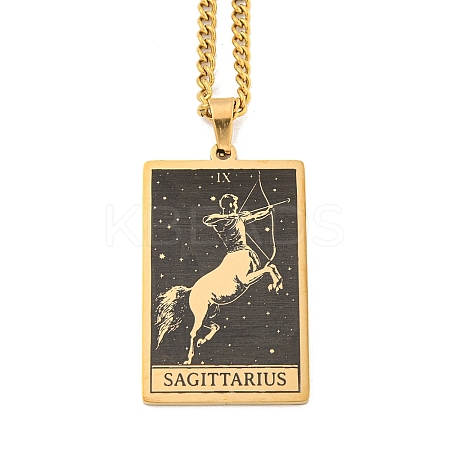 304 Stainless Steel Tarot Pendant Necklaces NJEW-A026-01G-09-1