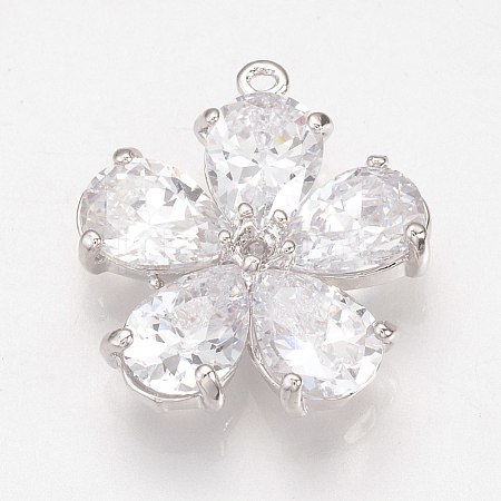 Brass Cubic Zirconia Pendants ZIRC-Q002-120P-1