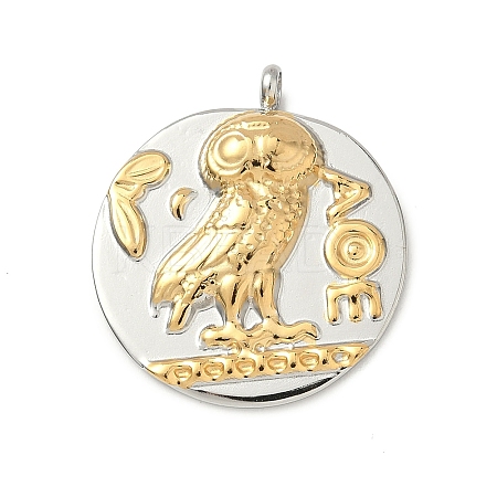304 Stainless Steel Coin Pendants STAS-K252-19GP-1