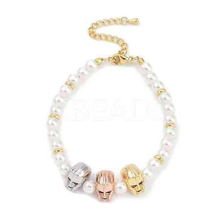 Rack Plating Brass Micro Pave Cubic Zirconia Charm Bracelets BJEW-P341-12G-01-1