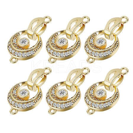  6Pcs Brass Fold Over Clasp with Crystal Rhinestone KK-CA0002-69A-1