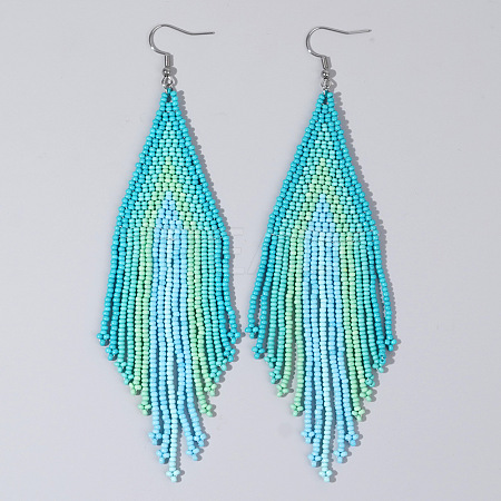 Handmade Glass Seed Beads Tassel Dangle Earrings LS-EN2812-6-1