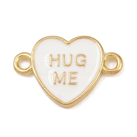 Brass Enamel Hug Me Heart Links Connector Charms KK-L251-08G-01-1