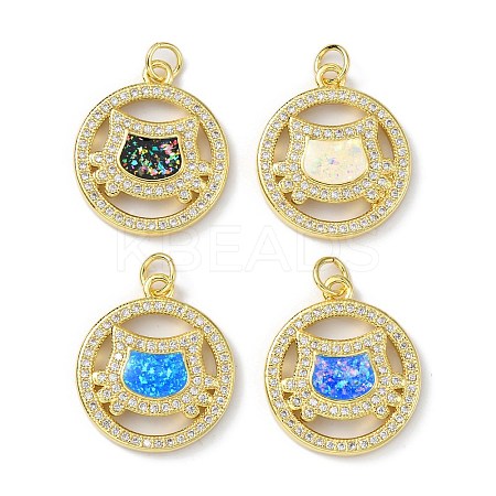 Brass Micro Pave Cubic Zirconia Pendants KK-A197-23G-1