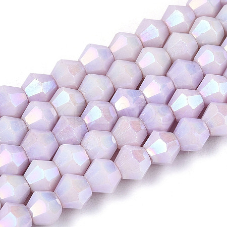 Anti-Tarnish Electroplate Bicone Glass Beads Strands EGLA-T021-4mm-16-01-1