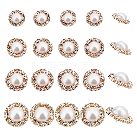 24Pcs 4 Styles 1-Hole Alloy Rhinestone Shank Buttons BUTT-NB0001-73-1