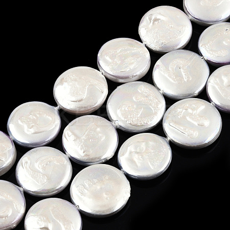 Plating Natural Freshwater Shell Beads Strands SHEL-N026-225B-1