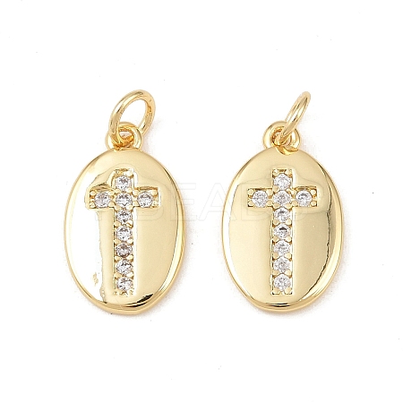 Brass Micro Pave Cubic Zirconia Pendants X-KK-G544-23G-1