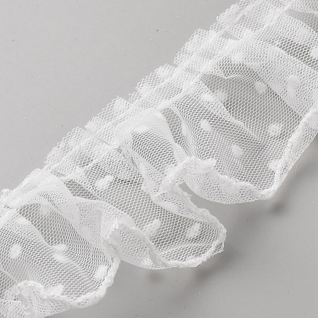 Polyester Pleated Lace Trim Ribbon DIY-WH0308-459C-1