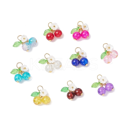 10Pcs 10 Colors Crackle Glass Pendants PALLOY-MZ00852-1