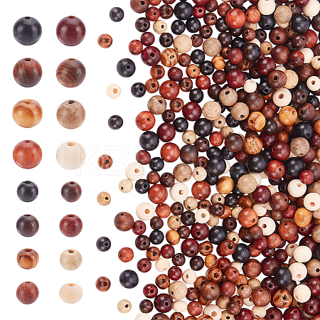 640Pcs 16 Styles Natural Wood Beads WOOD-ME0001-03-1