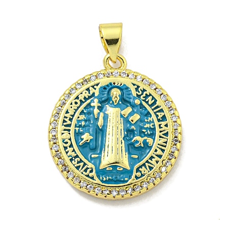 Rack Plating Brass Micro Pave Cubic Zirconia Pendants KK-B091-22G-03-1