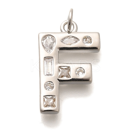 Brass Micro Pave Clear Cubic Zirconia Pendants KK-G521-01P-F-1