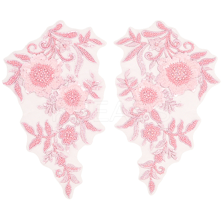 1Pair Flower Lace Polyester Embroidery Organza Ornament Accessories DIY-CY0002-32B-1