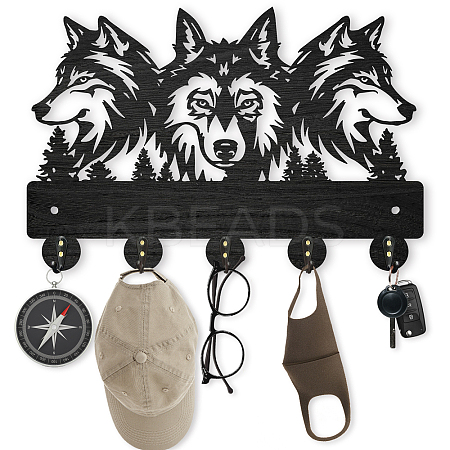 Wood & Iron Wall Mounted Hangers HJEW-WH0055-004-1