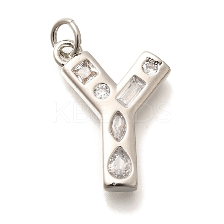 Brass Micro Pave Clear Cubic Zirconia Pendants KK-G521-01P-Y-1