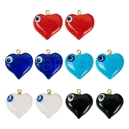  10Pcs 5 Colors Handmade Evil Eye Lampwork Pendants LAMP-TA0001-15-1