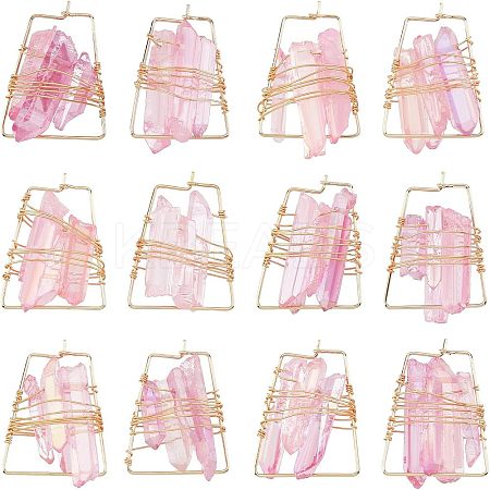 6 Pairs Natural Quartz Wire Wrapped Earrings for Girl Women EJEW-NB0001-07-1