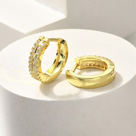 Brass Clear Cubic Zirconia Hoop Earrings EJEW-M047-20G-1