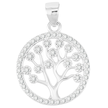 1Pc Rhodium Plated 925 Sterling Silver Pendants STER-BBC0008-33-1