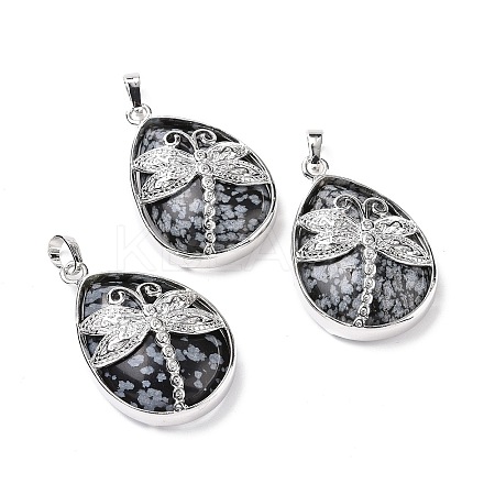 Natural Snowflake Obsidian Pendants X-G-G900-01P-13-1