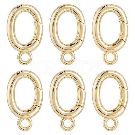6Pcs Brass Spring Gate Rings FIND-SC0010-94-1