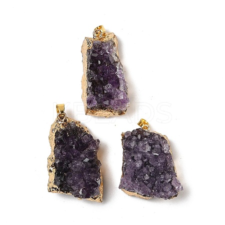 Raw Rough Natural Amethyst Pendants G-H084-10G-1