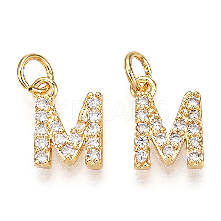 Brass Micro Pave Clear Cubic Zirconia Charms KK-ZX025-07M-1