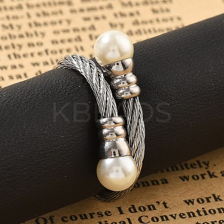 304 Stainless Steel Open Cuff Rings for Women RJEW-F173-04P-1