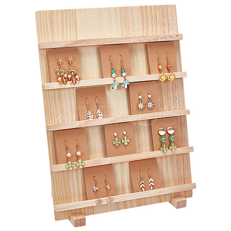 5-Tier Rectangle Wooden Earring Display Card Stands EDIS-WH0032-19-1