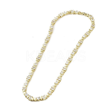 Brass Micro Pave Cubic Zirconia Chain Necklaces NJEW-L170-09G-1