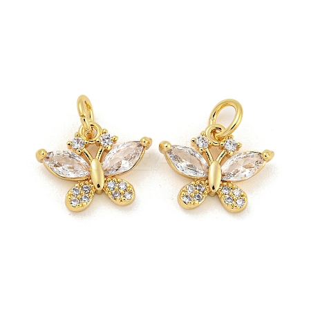 Brass Micro Pave Clear Cubic Zirconia Pendants KK-G490-27G-1