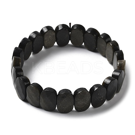 Natural Golden Sheen Obsidian Beaded Stretch Bracelet G-E010-01-05-1