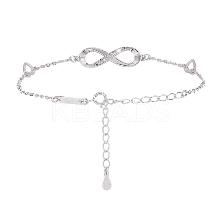 1Pc 925 Sterling Silver Micro Pave Cubic Zirconia Link Bracelets BJEW-AR0001-10-1