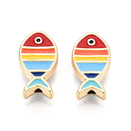 Light Gold Tone Alloy Enamel Beads FIND-N011-13KCG-01-1