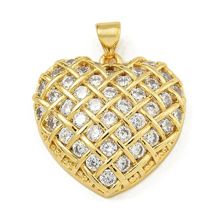 Rack Plating Brass Pave Cubic Zirconia Pendants KK-U029-08G-01-1
