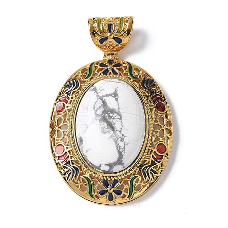 Natural Howlite Oval Pendants KK-K399-18B-02-1