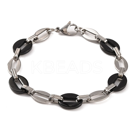 201 Stainless Steel Coffee Bean Chain Bracelets BJEW-B078-67EBP-1