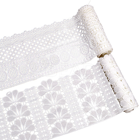 4 Yards 2 Styles Milk Fiber Lace Trim Ribbon OCOR-CY0001-08A-1