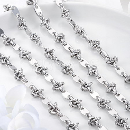304 Stainless Steel Coffee Bean Chains with Knot Link Chains CHS-B013-03P-1