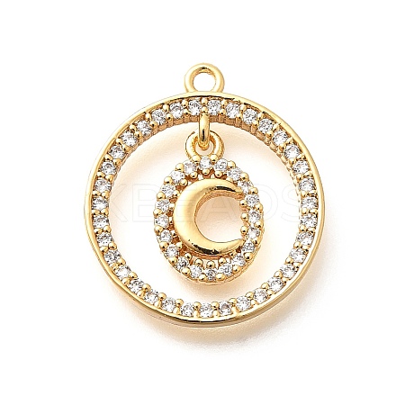 Brass Micro Pave Cubic Zirconia Pendants KK-G519-06G-02-1