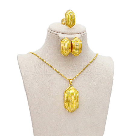 Alloy Pendant Necklaces & Stud Earrings & Rings for Women FS-WG95052-02-1