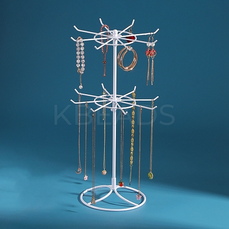 2-Tier Rotatable Iron Jewelry Display Organizer Holder for Necklaces PW-WGF40E6-04-1