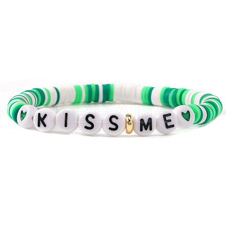 Kiss Me Acrylic & Polymer Clay Heishi Beads Stretch Bracelets for Women BK9964-8-1