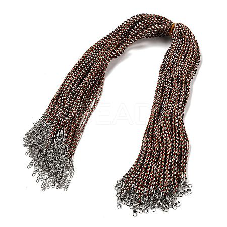 2MM Braided Round Polycotton Cord Necklace Making with Alloy Lobster Claws Clasps and Iron End Chains NJEW-Q031-01E-1