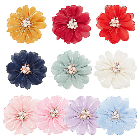 10Pcs 10 Colors Silk Cloth Flower DIY-NB0011-03-1