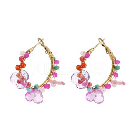 201 Stainless Steel Acrylic Hoop Earrings FS-WG443EA-16-1