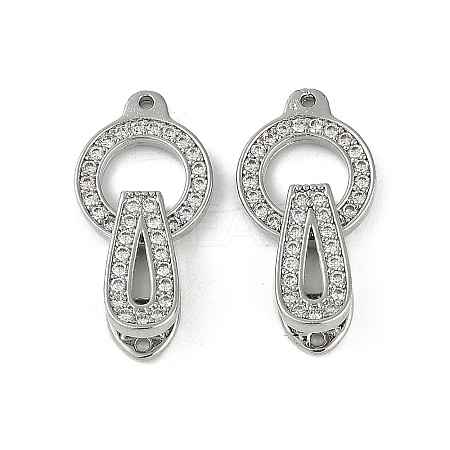 Brass Clear Cubic Zirconia Fold Over Clasps KK-Z078-09P-1